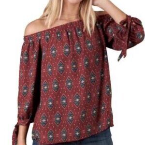 Altar’d State | Western Off The Shoulder Peasant Blouse Tie Cuffs | Medium